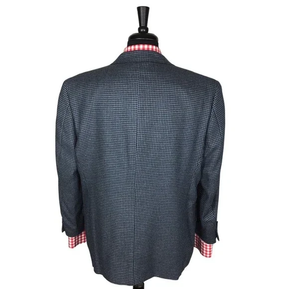 Joseph Abboud Von Mauer Mens Wool/SilkBlue Houndstooth Sport Coat Blazer 44S